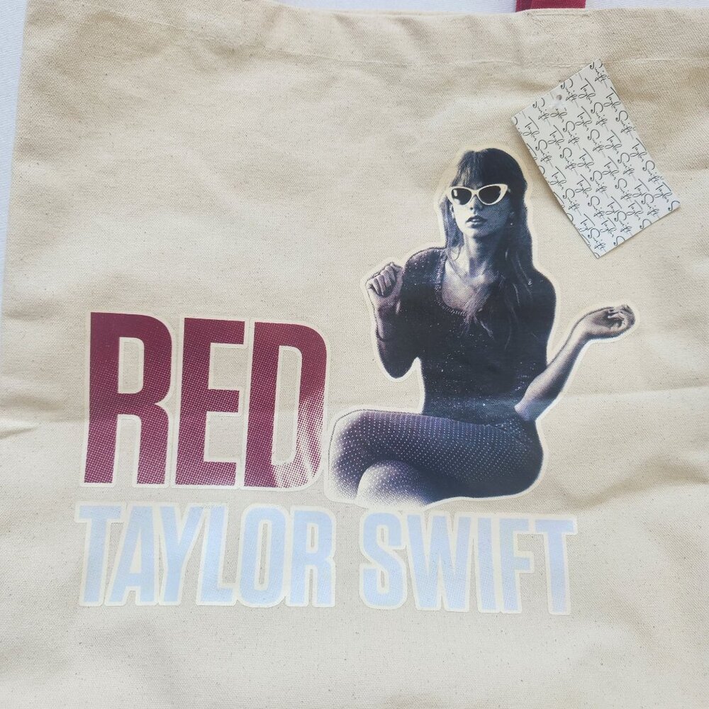 NEW Taylor Swift Red Era Canvas Tote Bag Swiftie School Beach Pool Gym Cute - Picture 4 of 9